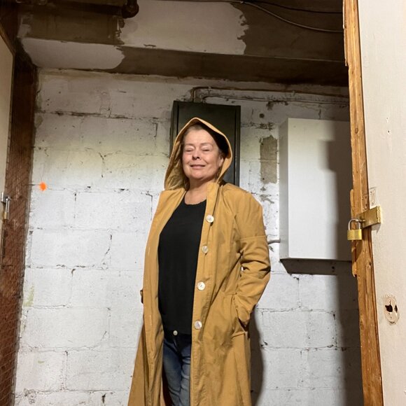 Light Beige Trench Coat with hoodie - Picture 2 of 9